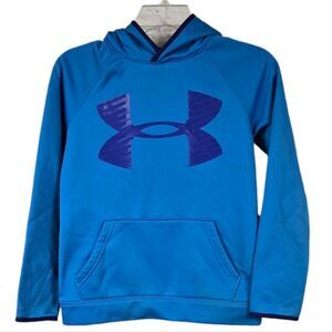 Under Armour YMD Boys Fleece Storm Highlight Hoodie Sweatshirt Blue Cold Gear UA